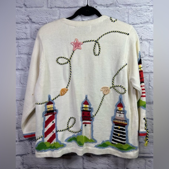 Design Options Vintage Lighthouse Patterned Sweater By Philip & Jane Gordon - Picture 7 of 10
